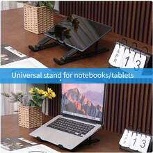 Adjustable Height Laptop/Tablet Stand With Cooling Blue Light, Ergonomic Design For Neck Comfort, Portable For Live Streaming, Study And Office Use, Made Of High-Quality Materials - Black - View 3