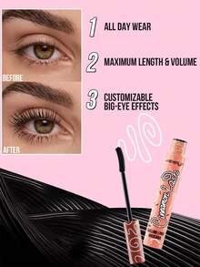 MISSLYN - Cinnamon Curl Mascara, Eye Makeup, Curling, Volumizing, Lengthening, Shaping, Charming, Cinnamon, Layerable Formula, Black, Burgundy, Lashes, Provides Natural To Bold Effect, Lengthens And Volumizes For Captivating Fanned-Out Lashes, Smooth Texture - #01 Black - View 4