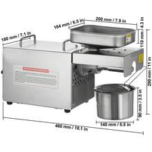 Electric Oil Press Machine, 700W Stainless Steel Oil Extractor Machine, 140℃ / 284℉ Constant Temperature, Hot Press Oil Expeller For Pressing Peanuts, Sesame Seeds, Rapeseed, Tea Seeds - Silver - View 10