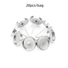 20pcs/Pack Stainless Steel Gem Stone Tray Jewelry Accessories, Handmade Welding Tray, Earring Base, Flat Round Gem Tray, Rimmed Round Tray, DIY Jewelry Making Supplies - Steel - View 17
