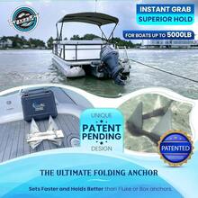 TriAnchor - Stainless Steel Folding PWC Boat Anchor Kit Sets Instantly Effortless Boat Jet Ski Anchoring Compact Patent - Pending Design Grips Better Than Plow, Fluke Or Box Anchor - 7LB BUNDLE - View 3