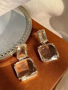 2 件套优雅精致的方形耳环 - 永恒优雅，适合日常佩戴、情人节及其他特殊场合。 - 銀色 - 查看 3