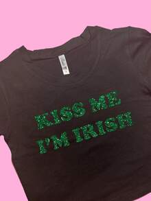 I'm Irish SNUG Fit Crop Top  Lucky Shirt  Gift For Her Y2K Crop Top  Gift For Friend  Baby Tee  St. Patrick's Day Gift - màu đen - Xem 5