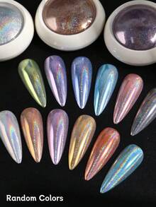 12 couleurs de poudre à ongles arc-en-ciel holographique, fine poussière de paillettes multicolores holographiques de licorne arc-en-ciel, pour la conception d'ongles de salon et de DIY, fournitures pour ongles de mariage - Multicolore - Voir 4