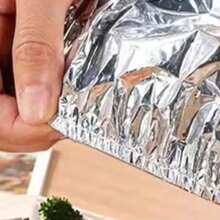 15/30片装铝箔食品盖 - 耐热、防漏、食品级、可重复使用的保温盖，高温材质，褶皱设计，使用方便，保持食物新鲜 - 淺灰色 - 查看 6