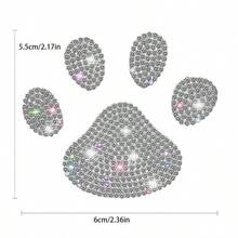 2pcs White Diamond Animal Paw Print Car Interior Decor Stickers! Fully Embedded With Sparkling White Diamonds, Adorable Paw Print Design, Cute And Eye-Catching, Fits All Vehicle Models. Not Only A Decorative Accessory, But Also Can Cleverly Cover Small Interior Scratches, Wear-Resistant And Fade-Resistant - 2pcs White Diamond Paw Print Stickers - View 4