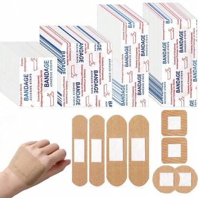 40/80pcs Flexible Fabric Adhesive Bandages Bulk Assorted Breathable Bandages For Finger Wound Family Emergency Skin Wrap