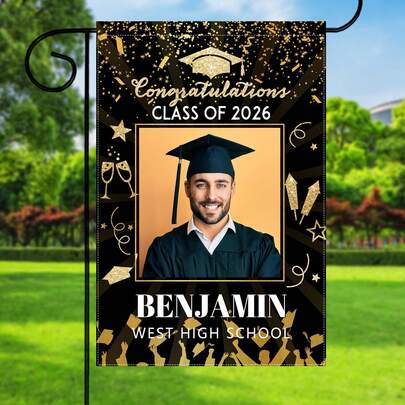 Personalized Graduation Garden Flag Gifts Custom Class Of 2026 Graduation Senior Yard Sign With Name And School Name Customized Outdoor Graduate Flags Banner Party Decorations