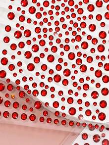 1Sheet/325pcs Christmas Multisize 3D Imitation Synthetic Gemstone Face Rhinestone Stickers,3D Large Size Sparkling Red Color DIY Makeup Christmas Party Masquerade Eye & Face Decoration For Party Music Festival,Concert Look,Face Gems - Red - View 4