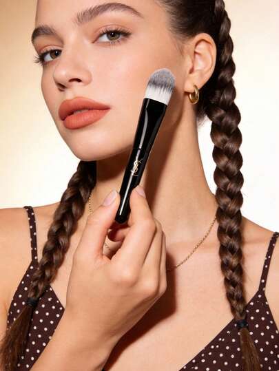 Yves Saint Laurent Black & Pink Foundation Makeup Brush, Suitable For Daily Use, Can Be Given As A Gift To Girlfriend