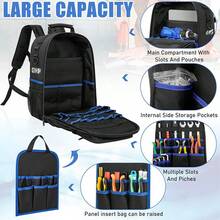 LIPETY Heavy-Duty Tool Bag With Detachable Storage Pouch - Hardware Accessories Storage Bag With Shoulder Strap, Suitable For Electrical Repairs. - Black - View 10