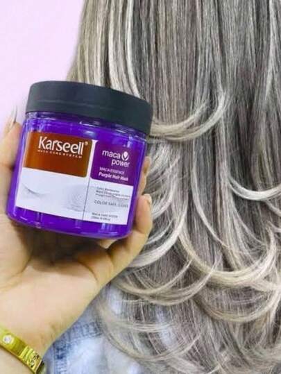 Matizador En Crema 250g karsel  morado colageno para cabello platinado para ayudar a quitarle brillo y amarillos al cabello y repara un poco las puntas