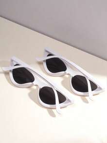 2副时尚百搭的青少年日常眼镜 - 白色 - 查看 4