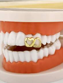 Joyería dental con forma de corazón dorado, apta para uso diario - Dorado - Ver 1