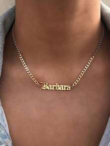 Personalized Simple Custom Necklace For Men And Women, Silver Chain Necklaces Customized Letter Name Pendants, Hip-Hop Style Jewelry, Multi-Font Selection For Anniversaries, For Valentine's Day, For Mother's Day, For Weddings, For Daily Wear, For Birthdays Valentines, Back To School, School Gift, For Office, For School, For Classroom, For Teacher Gifts, For University, For Colleague, For Dorm Rooms, For Teenagers, Junior High School Students, College Students, Customized Fashion Word Necklaces, Chic Autumn,Delicate Romance - 彩色 - 查看 10