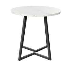 Round Dining Table (1 Piece), Coffee Table, Metal Frame, Modern Textured Marble Design, Ideal For Dining Room, Living Room, Balcony, Gold/Black. - Black - View 5
