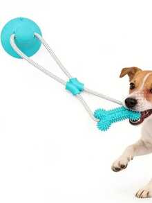 1pc New Funny Solitary Self-Entertaining Strong Suction Cup Pull Rope Grooved Soft Spike TPR Bone Pet Toy, Suitable For Small/Medium Dogs, Medium/Large Cats, Chew-Resistant, Teeth Cleaning, Interactive, Fitness, Bonding, Anxiety Relief, Weight Control - Multicolor - View 2