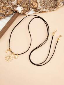 1pc Bohemian Style Sun & Moon Pendant Necklace, Fashion, Elegant, Suitable For Casual, Party, Date, Women's Holiday, Versatile Jewelry Gift - Necklace - View 6