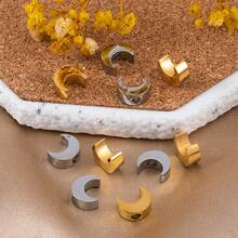 5pcs Stainless Steel Smooth Moon Shaped Beads, Suitable For Beading Or Making Jewelry Pendants DIY Craft Supplies - Stainless Steel Moon Beads - View 5