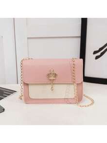 1pc Girls' Crown Chain Small Square Crossbody Bag, Waterproof Durable Lightweight Shoulder Bag, Ideal Gift Choice - Multicolor - View 8