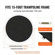 Replacement Trampoline Mat, Jumping Mat Fits 15ft Frame, Universal Jumping Mat For 15ft Round Trampoline, Reinforce UV-Resistant Mat With Spring Tool & Durable V-Rings, Fit 7" Spring Length - 15-inch Length, 7-inch Diameter - View 2