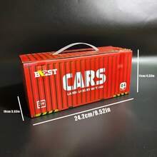 24辆金属玩具车，装在一个红色可折叠礼盒里！盒子还可以当地图用。一套完整的玩具车套装。非常适合圣诞节、万圣节、复活节彩蛋和家庭聚会！ - 紅色 - 查看 3