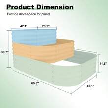 Galvanized Steel Raised Garden Bed Kit, 30" Deep Root Planter Box for Vegetables, Herbs & Flowers, Easy Assembly, 5 x 3.5 x 2.5 Ft, Green - Verde - Ver 4