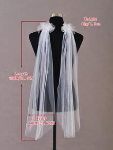 1 Pair Embroidered Ball Bridal Veil With Combs Elegant Woman Wedding Veil - Milky - View 6