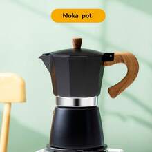 1个迷你意式摩卡壶，3/6杯容量，炉灶式浓缩咖啡壶，户外露营咖啡冲泡工具 - 黑色 - 查看 2