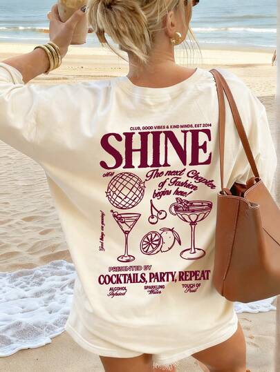 Camiseta de mujer con estampado retro de discoteca estadounidense, suave y amigable con la piel, estilo de ajuste suelto, top casual de manga corta para vacaciones, adecuado para fiestas en la playa, viajes de chicas y uso diario en verano