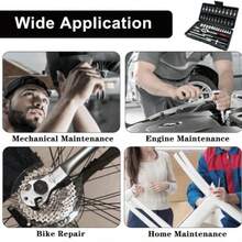 46PCS Small Drive Socket Ratchet Wrench Screwdriver Set, 1/4 Inch Metric Socket And Ratchet Wrench Set With Extension Bar, Upgrade Compact Tool Set For Car - Black - View 2