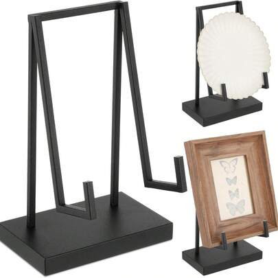 Modern Abstract Desktop Easel | Black Metal Display Rack Suitable For Artwork, Books And Vinyl Records