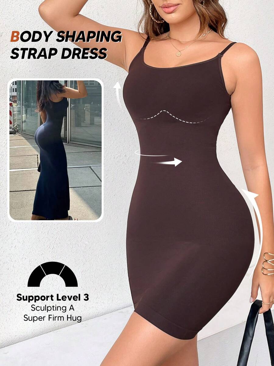 Suprenx Women's Solid Color Adjustable Strap Tummy Control Shapewear Jumpsuit - Maroon - View 1