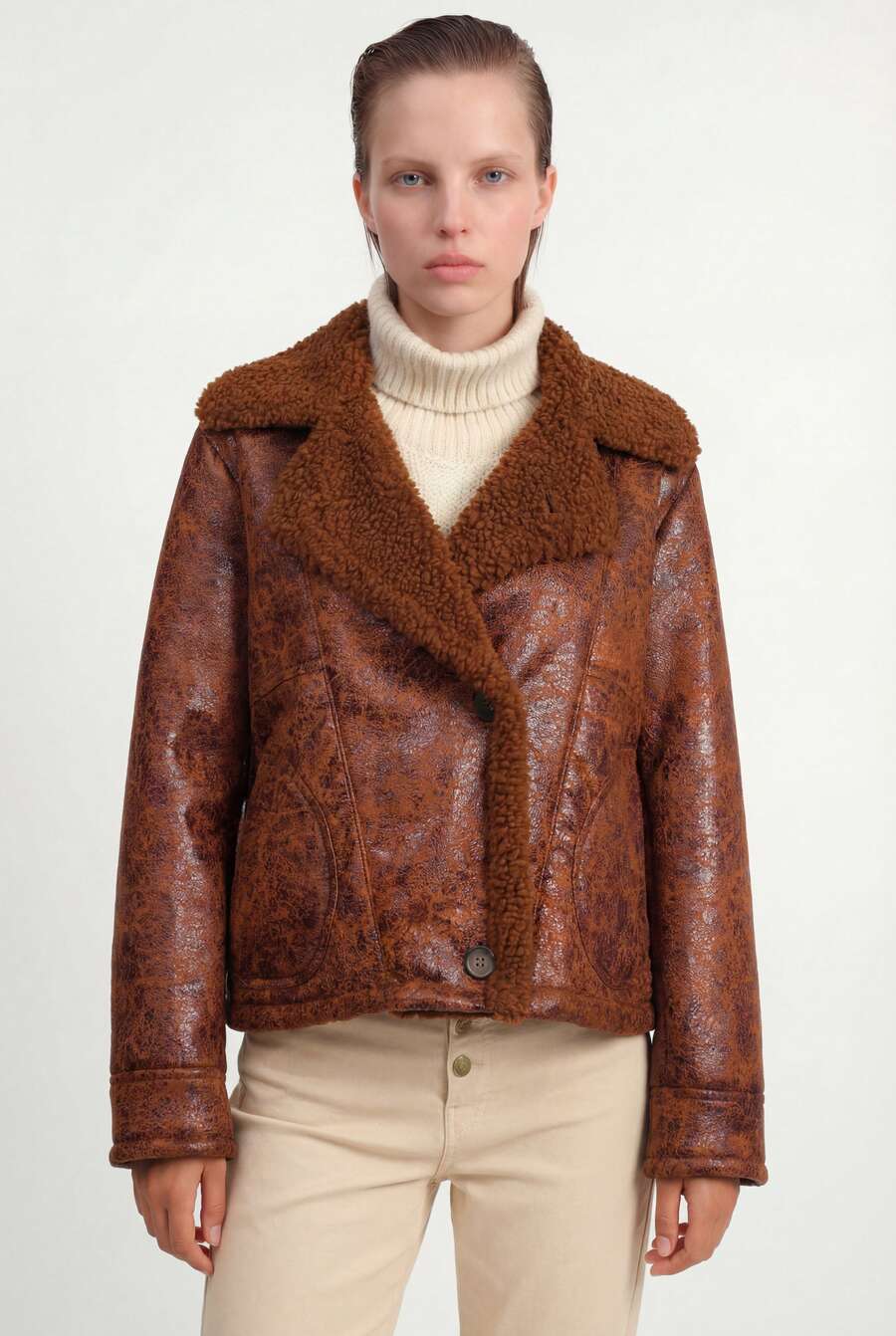 Naf Naf Chocolate Jacket Vestes Chocolate Brown Fabric - 巧克力棕 - 查看 1