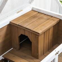 PawHut 2-Tier Wooden Rabbit Hutch With House For Rabbits And Guinea Pigs, Rabbit Cage With Ramp And Removable Tray, 91.5x53.3x73cm, Brown - one-size - View 4