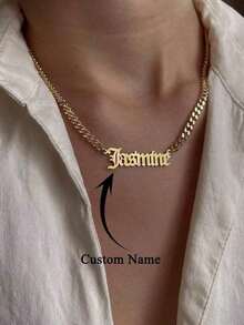 Personalized Simple Custom Necklace For Men And Women, Silver Chain Necklaces Customized Letter Name Pendants, Hip-Hop Style Jewelry, Multi-Font Selection For Anniversaries, For Valentine's Day, For Mother's Day, For Weddings, For Daily Wear, For Birthdays Valentines, Back To School, School Gift, For Office, For School, For Classroom, For Teacher Gifts, For University, For Colleague, For Dorm Rooms, For Teenagers, Junior High School Students, College Students, Customized Fashion Word Necklaces, Chic Autumn,Delicate Romance - 彩色 - 查看 13