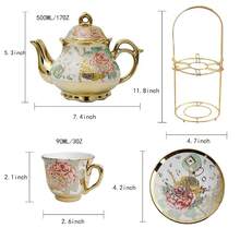 CHANJOON Tea Sets Gold Plated Red Rose Ceramic Tea Set, Vintage Teapot Tea Sets Beautiful Tea Set Coffee Serving 6 People (Golden, Medium) - Keemasan - View 3