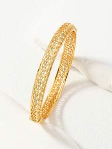 1件中东沙特阿拉伯风格金色镂空菱形图案女士手镯，送给家人和朋友的最佳礼物 - 金黃色 - 查看 7