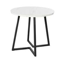 Round Dining Table (1 Piece), Coffee Table, Metal Frame, Modern Textured Marble Design, Ideal For Dining Room, Living Room, Balcony, Gold/Black. - Black - View 7