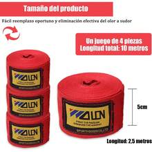 Vendas para Boxeo, Vendas Elásticas de Boxeo, Ringside Vendas para Boxeo, Vendas de Mano Elasticas para Protección, Protección de Muñecas y Nudillos, Boxeo, Kickboxing, Muay Thai, Lucha - Rojo - Ver 5