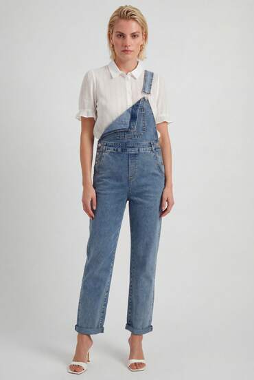 Naf Naf Light Stone Denim Jumpsuit Combinaisons Blue Fabric