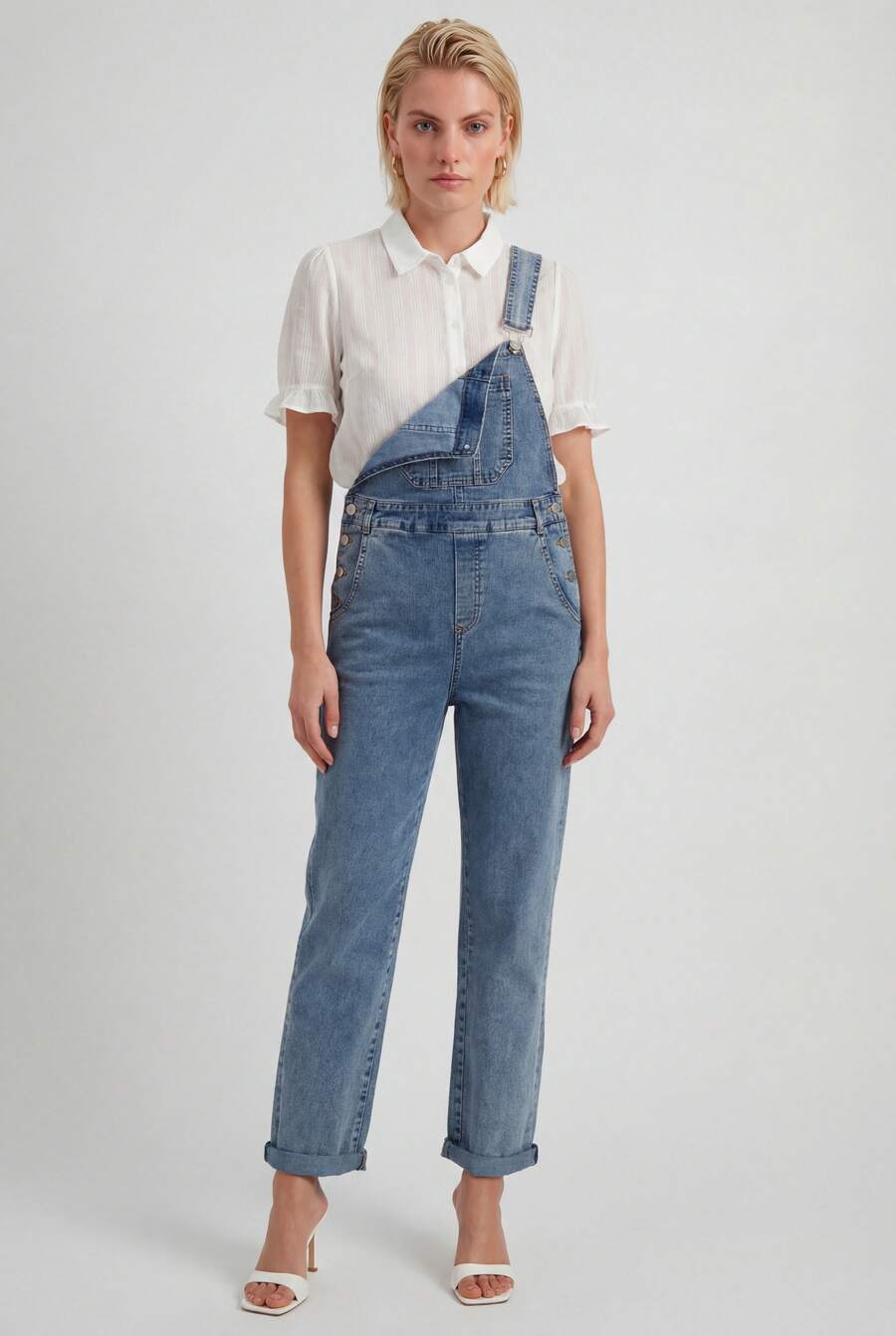 Naf Naf Light Stone Denim Jumpsuit Combinaisons Blue Fabric - 藍色 - 查看 1