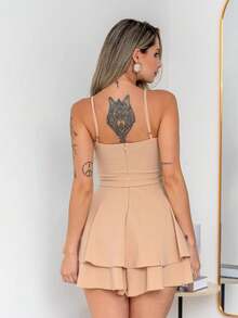 Basic Printed Jumpsuit With Padded Cups - Duna Premium - Light Beige - View 2