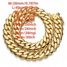 20mm 316L Stainless Steel Miami Curb Chain Nekclace Or Bracelet  For Men Jewelry Cuban Link Chain Necklaces For Men Gold Chain Cuban Link Chain Women Baddies Chain Accessories Suitable As Valentine's Day Gift, For Party And Daily Wear Auspicious New Year Gifts - 20毫米(0.78吋) - 查看 14