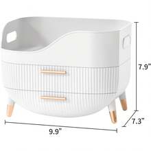 Makeup Organizer With Drawers,Skincare Organizer For Vanity,Storage Box With Handle,Large Cosmetic Display Case For Dresser, Bathroom Countertop - White - View 2