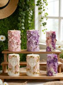 1 Silicone Mold For A Flower Side Face Art Relief Girl Candle, Featuring A Three-Dimensional Design Of The Girl's Side Face And Lily Flowers. The Texture Of The Hair And The Realistic Braided Veins Are Delicately Depicted. - Relief Portrait Candle Mold - View 2