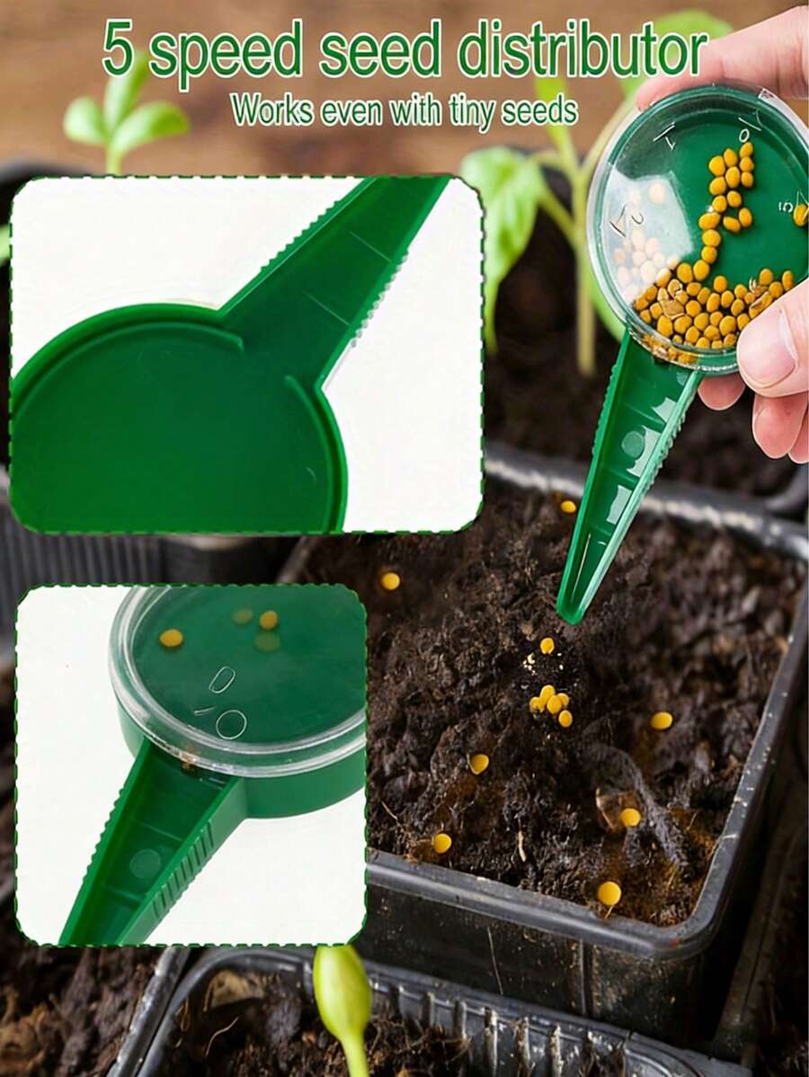 Justerbar handhållen blom- och grönsakssåmaskin - Lättanvänd trädgårdsplanteringsmaskin med rattkontroll, 5 växlar för gräsfrön