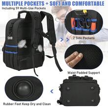 LIPETY Heavy-Duty Tool Bag With Detachable Storage Pouch - Hardware Accessories Storage Bag With Shoulder Strap, Suitable For Electrical Repairs. - Black - View 3