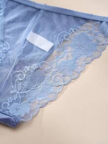 5条/套 女士性感优雅蕾丝内裤，花卉蕾丝拼接比基尼三角裤，可爱蝴蝶结腰部亮片设计黑色内裤，黑色浪漫日常女士比基尼三角裤 - 彩色 - 查看 5