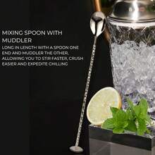 Glass Cocktail Shaker Set - 5 Piece - Silver Martini Shaker Set With Strainer, Jigger, Spoon & Muddler - 16 Oz Drink Shakers Cocktail - Ideal Gift For Home Bar & Drink Trolley Décor - 銀色 - 查看 7